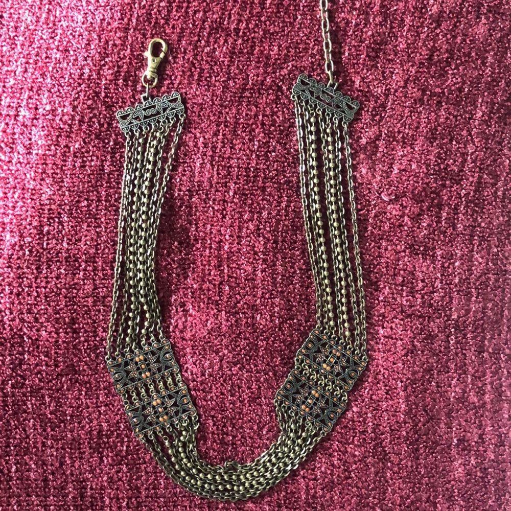 Chain Bronze Belt Featuring Orange Jewels - Picture 2 of 10